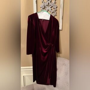 Burgundy Anne Klein Velvet Midi Dress